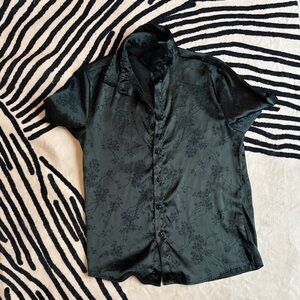 Black Floral Short Sleeve Shirt